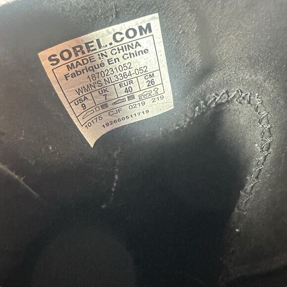 Sorel Joan of arctic Wedge Booties Sz 9 leather Waterproof Side Zip Taupe Boots - Picture 6 of 10